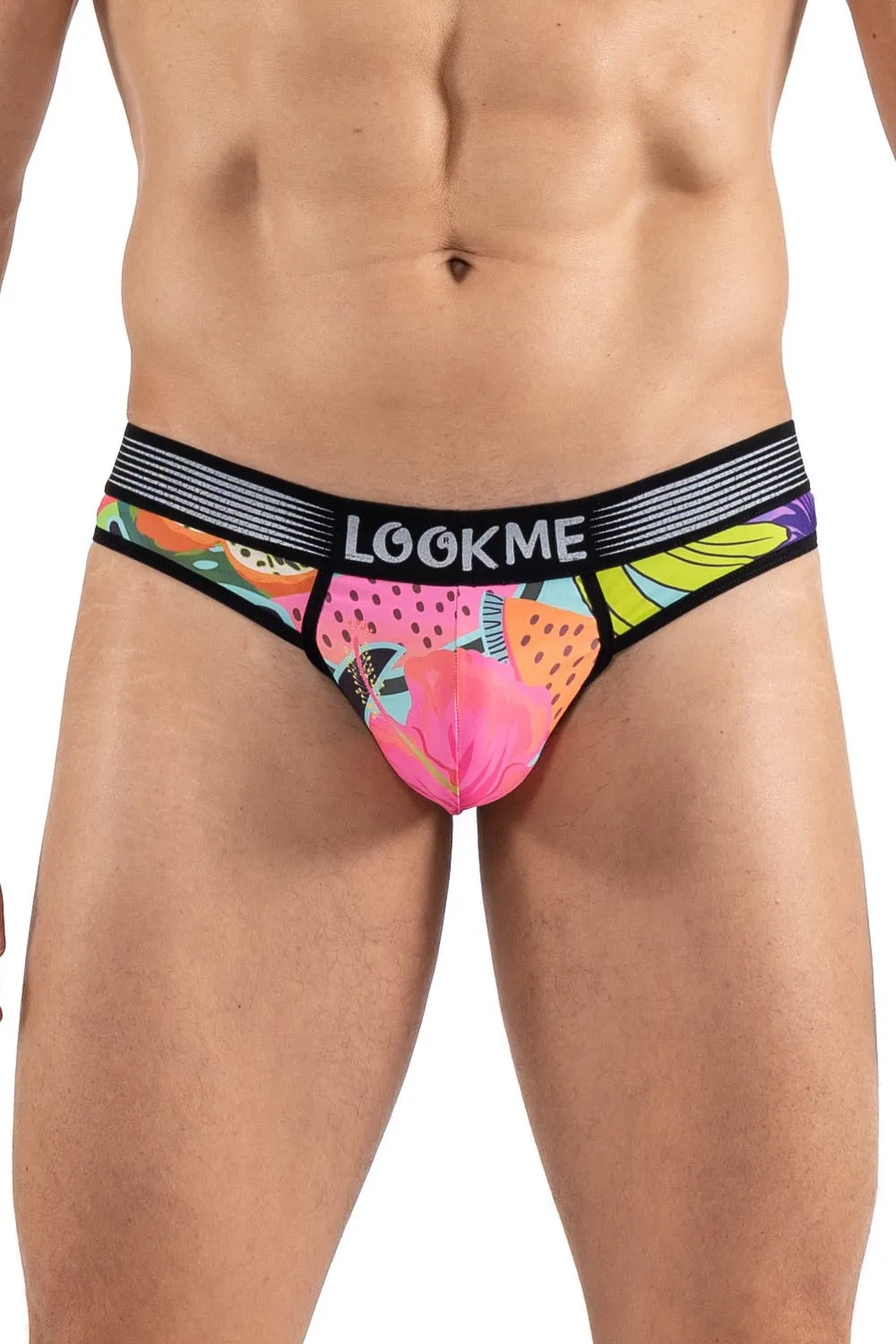 String Homme Lookme Imprimé Fruits Fleurs Exotiques Multicolores Ceinture Élastique Confort