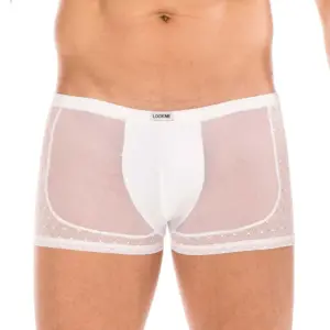 Boxer Blanc Sensuel Homme Lookme Résille Dentelle Élégante Polyamide Spandex