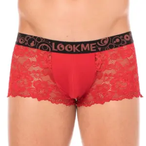 Boxer Homme Dentelle Rouge Florale Sensuelle Avec Poche Opaque Pour Moments Intimes