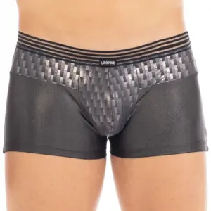 Boxer Homme Noir Brillant Ceinture Résille Couture Lingerie Sexy Lookme