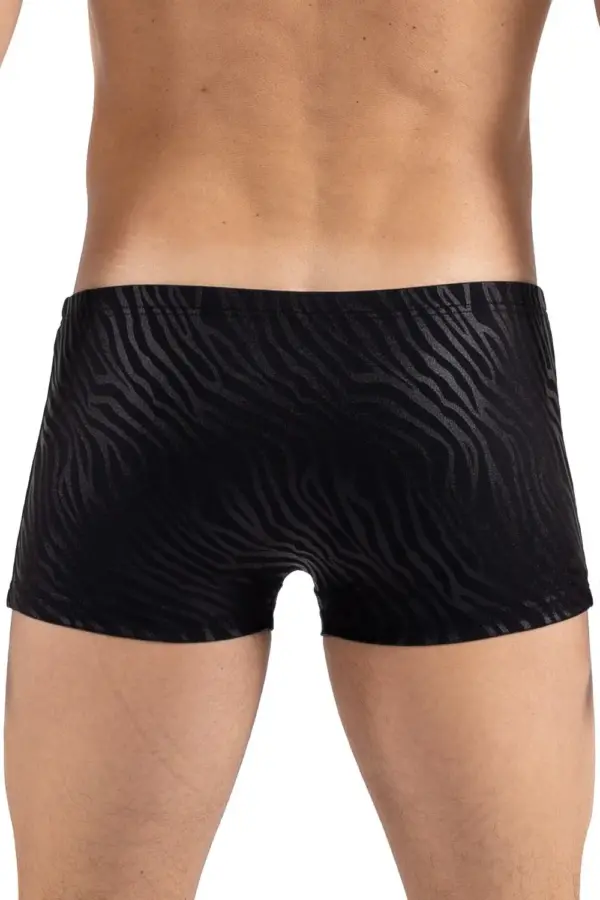 Boxer Homme Noir Brillant Motif Zébré Doré Lookme Confort Souple