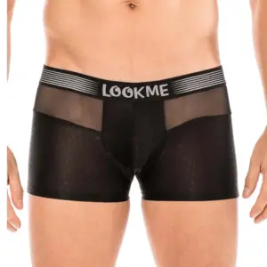 Boxer Homme Noir Résille Transparente Ceinture Élastique Lookme Slip Design
