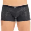 Boxer Homme Sexy Noir Simili Cuir Dentelle Florale Lookme