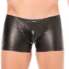 Boxer Homme Simili Cuir Noir Sexy Confort Souple Strip-Tease Soirées Fétiches