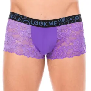 Boxer Homme Violet Dentelle Florale Poche Opaque Ajustée Confort Sexy