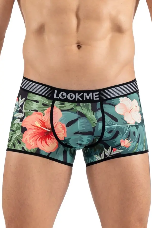 Boxer Jungle Aromé Rouge Imprimé Floral Élastique Confort Sexy Homme Lookme