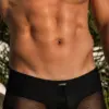 Boxer Luxe Noir Homme Rayé Bandes Transparentes Maille Fine Collection Lace