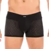 Boxer Noir Élégant Homme Lookme Ceinture Large Tissu Ajouré Losange Confort
