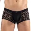 Boxer Noir Résille Brodée Asymétrique Ultra Confort Séduisant Masculin Lookme