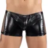 Boxer Noir Simili Cuir Résille Brodée Homme Viril Séduction Lookme