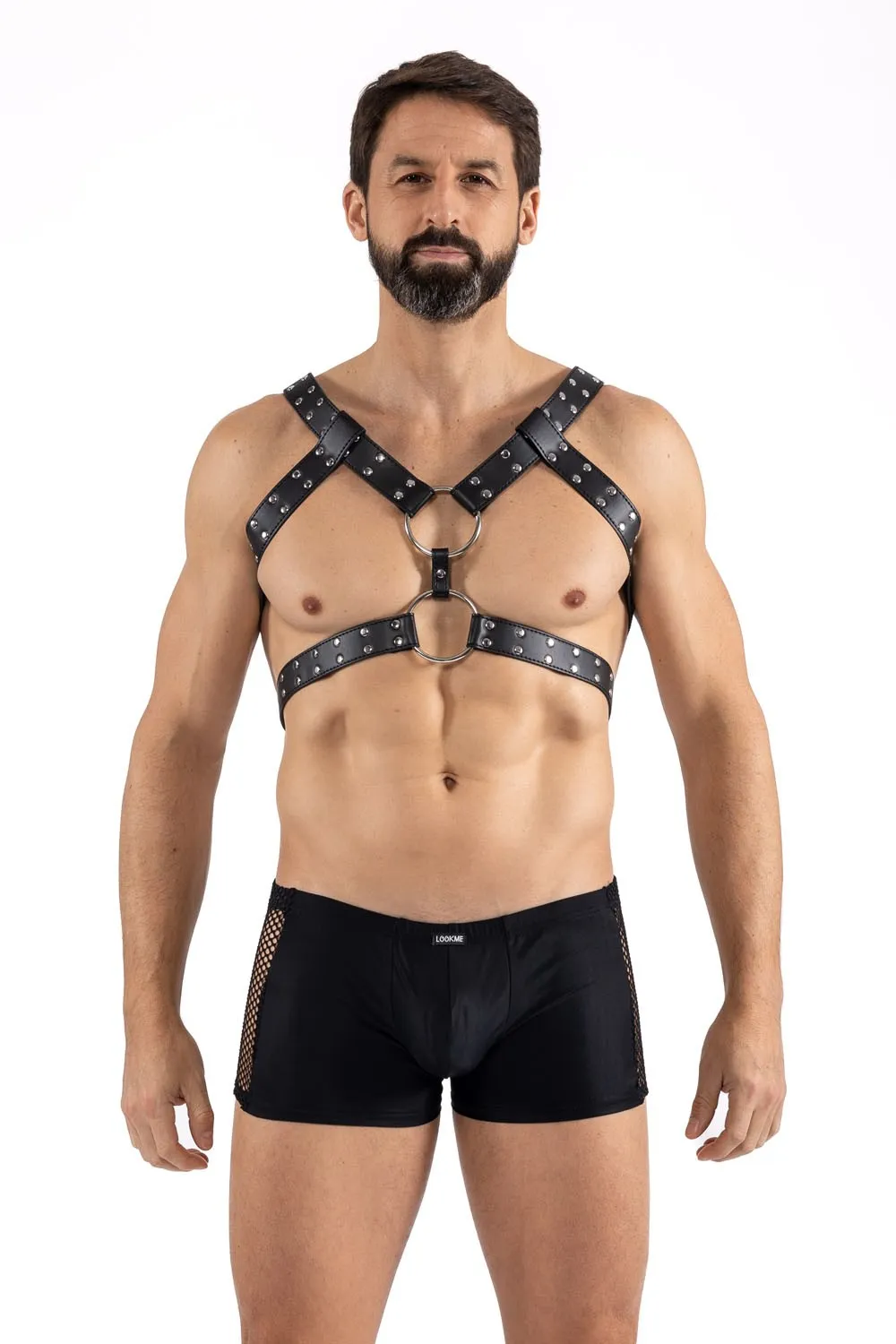 Harnais Homme Simili Cuir Noir Ajustable Soirées Érotiques Mode Alternative