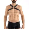Harnais Homme Simili Cuir Noir Sensualité Anneau Métallique Ajustable