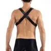 Harnais Simili Cuir Noir Pour Homme Avec Sangles Croisées Et Rivets Métalliques