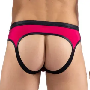 Jockstrap Sportif Magenta Respirant Élégant Homme Lookme Ceinture Noire
