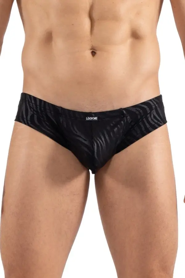 Mini Pants Homme Noir Zébré Brillant Lookme Polyamide Élasthanne