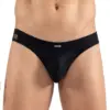 Slip Masculin Sexy Noir Opaque Résille Brodée Lookme Strip-Tease Élégant