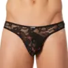 String Homme Dentelle Noire Sexy Confortable Polyester Élasthanne Élégance