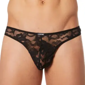 String Homme Dentelle Noire Sexy Confortable Polyester Élasthanne Élégance