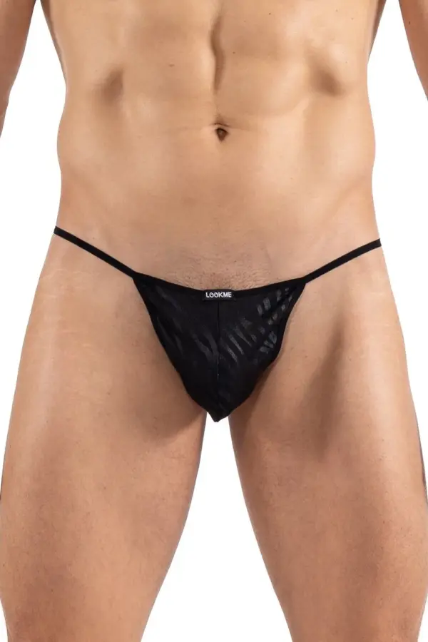 string homme noir zébré brillant lookme zebra collection sexy sensuel ...