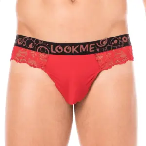 String Masculin Dentelle Rouge Florale Poche Opaque Jeux Séduction Hommes