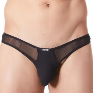 String Masculin Noir Glamour Résille Sexy Confortable Pour Strip-Tease