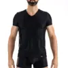 T-Shirt Noir Homme Résille Brodée Sexy Lookme Polyamide Élasthanne