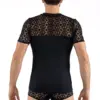 T-Shirt Noir Résille Brodée Asymétrique Homme Lookme Sensualité Moderne