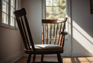 Un fauteuil en velours dans un salon éclairé par la lumière du jour