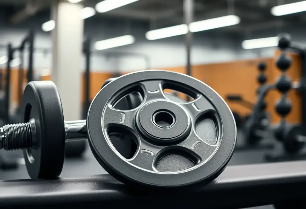 Une plaque de poids en acier dans un gymnase
