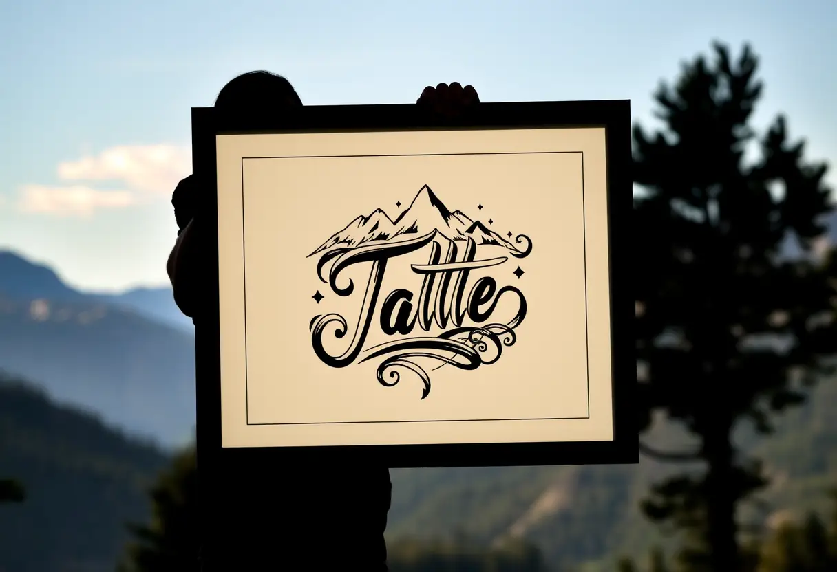 Une silhouette tenant un dessin de tatouage