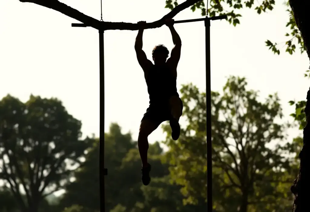 Une silhouette d'une personne en train d'exécuter un exercice de traction naturelle
