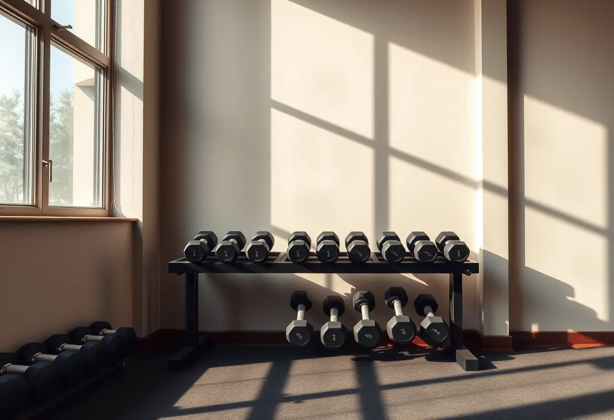 Poignées de dumbbells dans une salle de sport