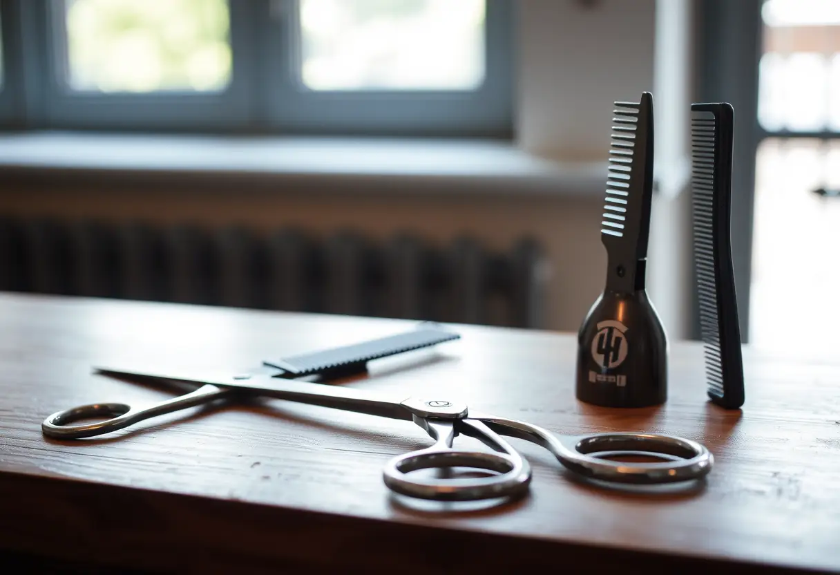 Outils de coiffure posés sur une table prêts pour une coupe de cheveux