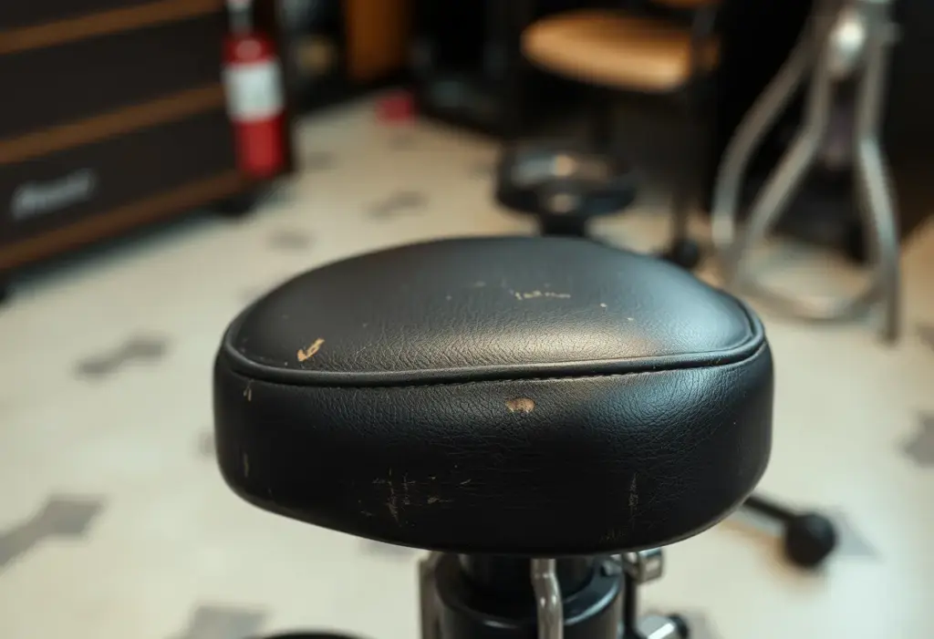 Accoudoir usagé en cuir dans un studio de tatouage