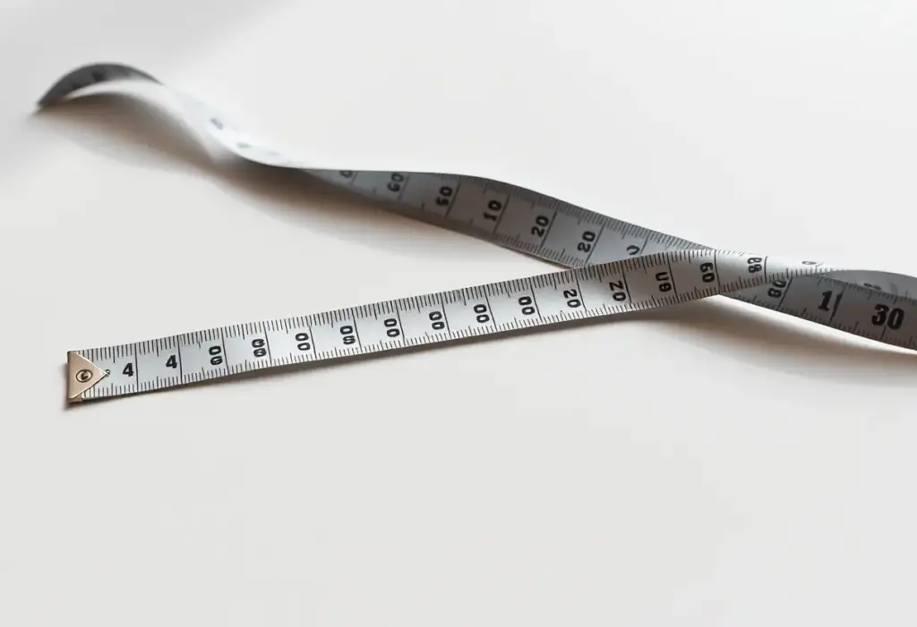 Rouleau de mesure indiquant la taille d'un tatouage de 10 cm